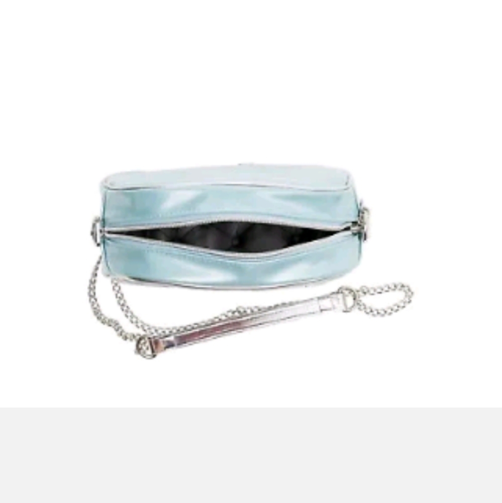 New! BETSEY JOHNSON Blue Silver Vintage Radio Waves Crossbody Shoulder Bag Purse - Picture 4 of 15